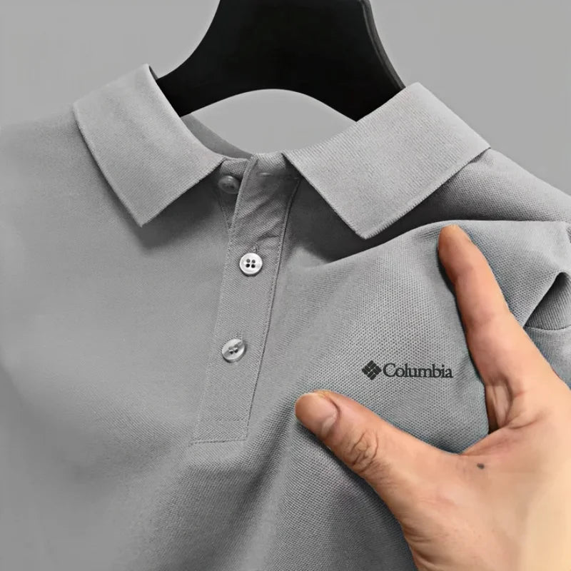 Men's Premium Embroidered Polo Shirt – Solid Color Short Sleeve Casual Shirt for Summer Comfort