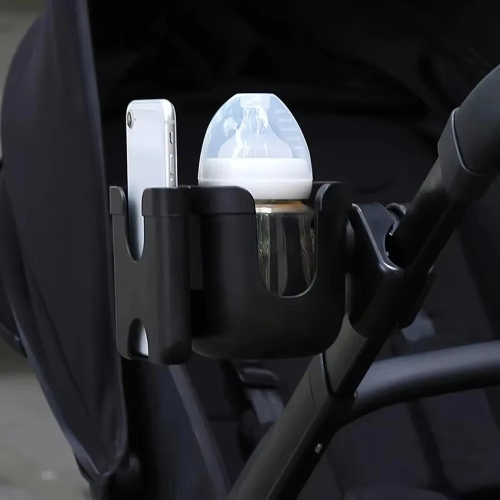 Universal Stroller Cup Holder – Anti-Slip Baby Pram Bottle Holder with Phone Holder for Parents