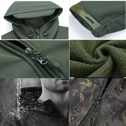 Men's Fleece-Lined Tactical Jacket – Waterproof Cargo Windbreaker for Outdoor, Trekking & Cold Weather