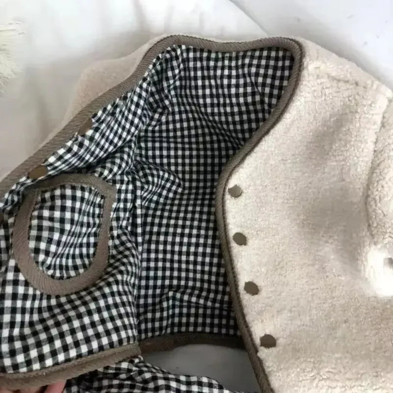Girls' Reversible Plaid Plush Jacket – Warm Fleece Winter Coat for Kids, Cozy Two-Sided Wear Outerwear
