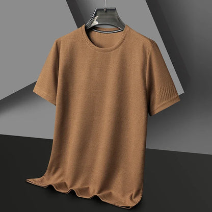 Men's Waffle Knit T-Shirt – Short Sleeve Crew Neck Casual Top for Summer Everyday Wear