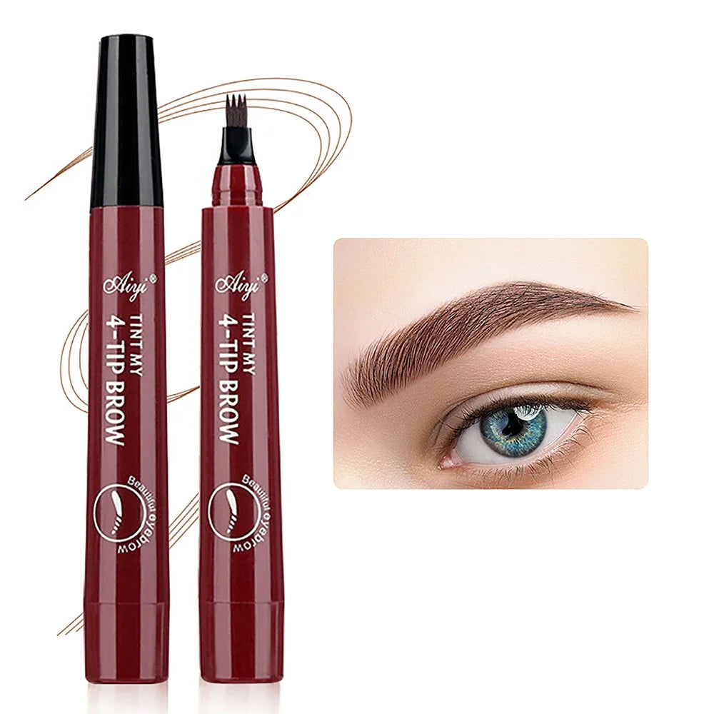 Waterproof Microblading Eyebrow Pencil – 4-Tip Fork Design for Natural, Long-Lasting Definition, 5 Shades