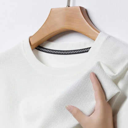 Men's Waffle Knit T-Shirt – Short Sleeve Crew Neck Casual Top for Summer Everyday Wear