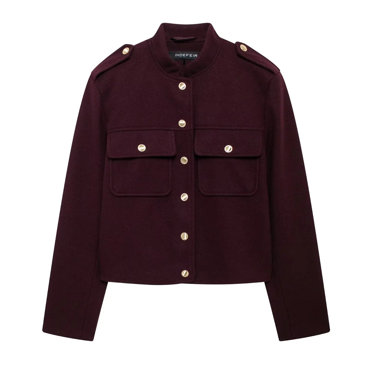 Women's Soft Tweed Bomber Jacket – Loose Fit Wool Blend Coat with Button Closure and Pockets