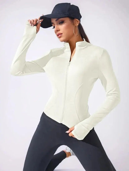 Women's Cropped Yoga Jacket – Zip-Up Fitness Coat for Body Sculpting & Training