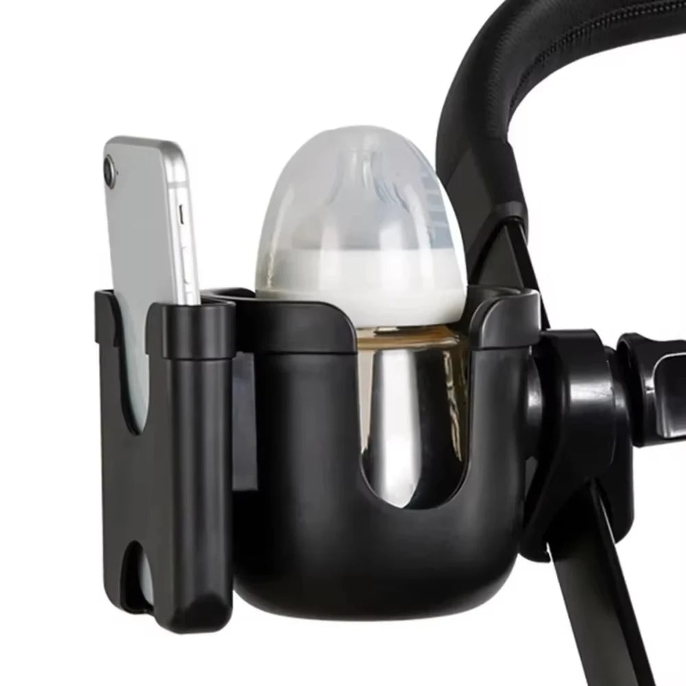 Universal Stroller Cup Holder – Anti-Slip Baby Pram Bottle Holder with Phone Holder for Parents