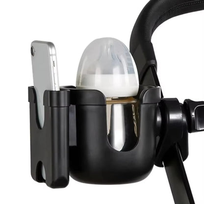 Universal Stroller Cup Holder – Anti-Slip Baby Pram Bottle Holder with Phone Holder for Parents