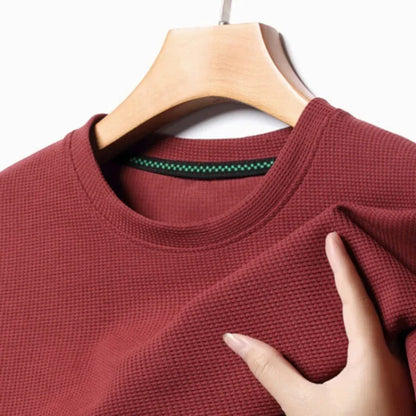 Men's Waffle Knit T-Shirt – Short Sleeve Crew Neck Casual Top for Summer Everyday Wear