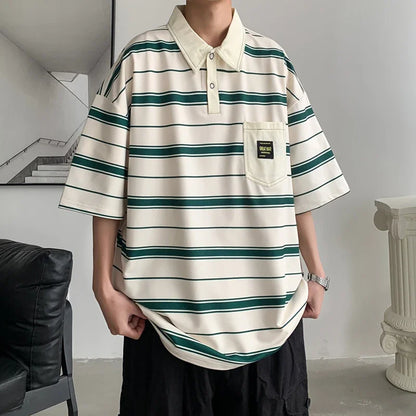 Men's Casual Oversized Short Sleeve Polo Shirt – Lightweight, Comfortable, Trendy Everyday Top
