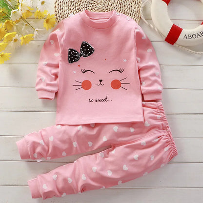 Kids Long Sleeve Pajama Set – Soft Sleepwear Outfit with Matching Pants for Girls and Boys