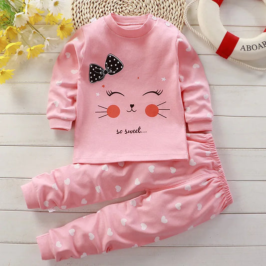 Kids Long Sleeve Pajama Set – Soft Sleepwear Outfit with Matching Pants for Girls and Boys