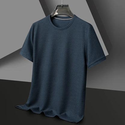 Men's Waffle Knit T-Shirt – Short Sleeve Crew Neck Casual Top for Summer Everyday Wear