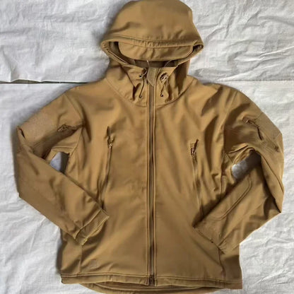 Men's Fleece-Lined Tactical Jacket – Waterproof Cargo Windbreaker for Outdoor, Trekking & Cold Weather