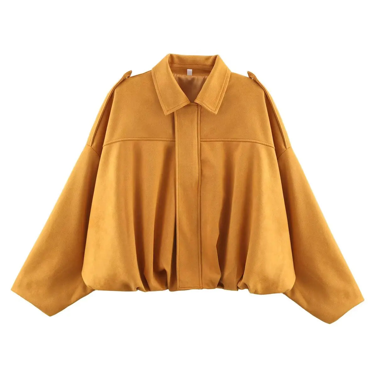 Women's Oversized Suede Bomber Coat – Chic Zipper Jacket, Spring Streetwear Fashion
