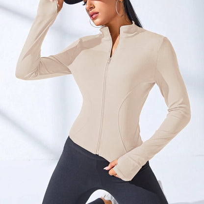 Women's Cropped Yoga Jacket – Zip-Up Fitness Coat for Body Sculpting & Training