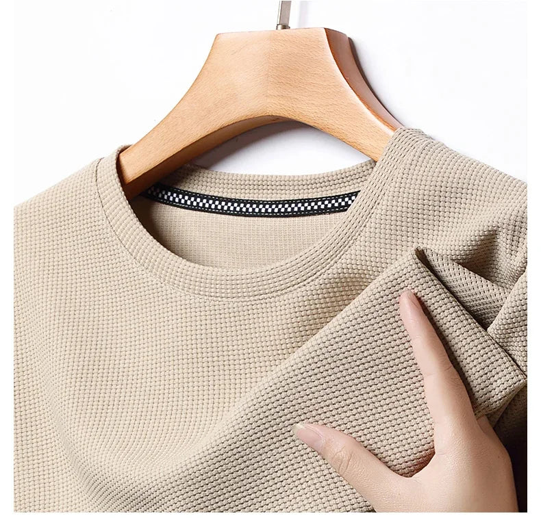 Men's Waffle Knit T-Shirt – Short Sleeve Crew Neck Casual Top for Summer Everyday Wear