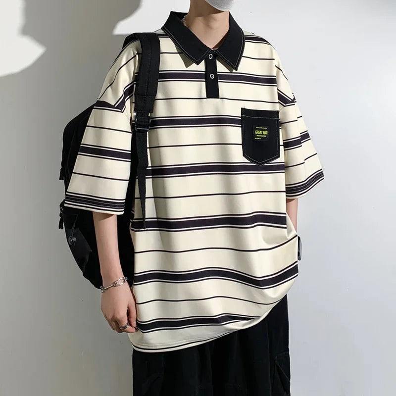 Men's Casual Oversized Short Sleeve Polo Shirt – Lightweight, Comfortable, Trendy Everyday Top