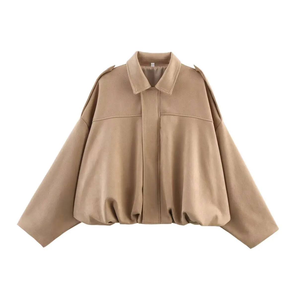 Women's Oversized Suede Bomber Coat – Chic Zipper Jacket, Spring Streetwear Fashion