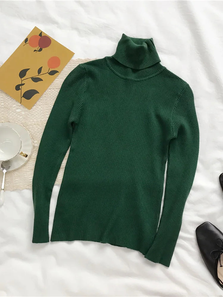Turtleneck Sweater Womens 2026 Autumn Winter Tops Korean Slim Women Pullover Jumper Knitted Sweater Pull Femme Hiver Truien