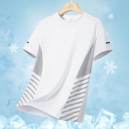 Men's Quick Dry Running T-Shirt – Lightweight Breathable Athletic Shirt with Reflective Print for Fitness & Sports