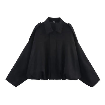 Women's Oversized Suede Bomber Coat – Chic Zipper Jacket, Spring Streetwear Fashion