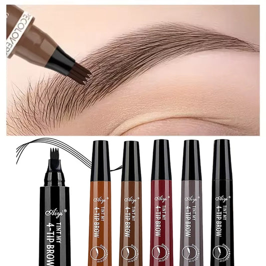 Waterproof Microblading Eyebrow Pencil – 4-Tip Fork Design for Natural, Long-Lasting Definition, 5 Shades
