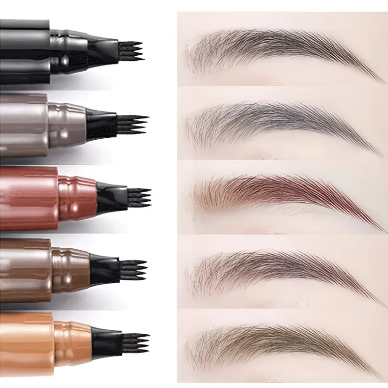 Waterproof Microblading Eyebrow Pencil – 4-Tip Fork Design for Natural, Long-Lasting Definition, 5 Shades