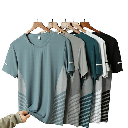 Men's Quick Dry Running T-Shirt – Lightweight Breathable Athletic Shirt with Reflective Print for Fitness & Sports