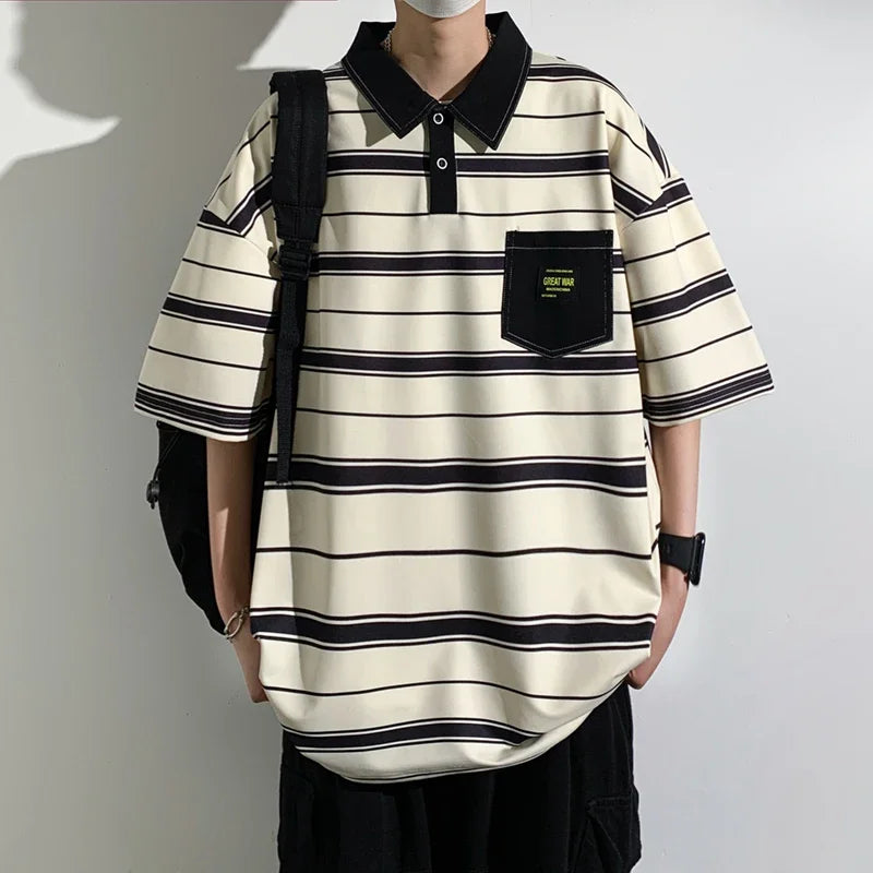 Men's Casual Oversized Short Sleeve Polo Shirt – Lightweight, Comfortable, Trendy Everyday Top