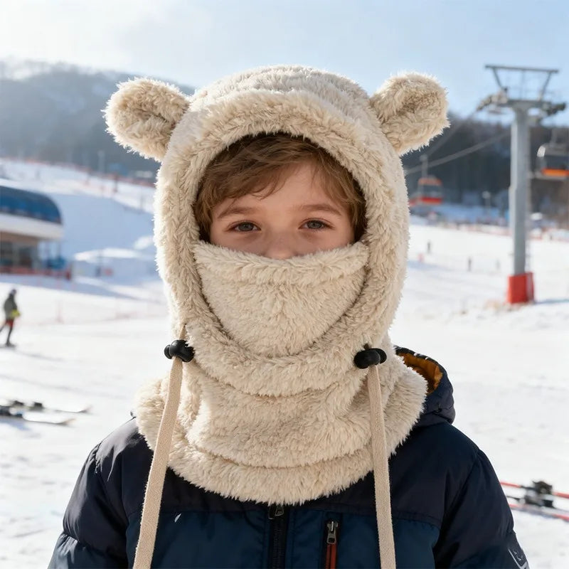 Kids Winter Hat and Scarf Set – Warm Windproof Face Cover with Ear Protection for Boys and Girls Ages 3-10