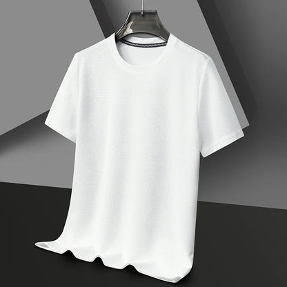 Men's Waffle Knit T-Shirt – Short Sleeve Crew Neck Casual Top for Summer Everyday Wear