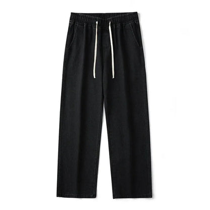 Dragging Streetwear Loose Jeans Men Korean Style Fashion Loose Straight Wide Leg Pant Men's Brand Clothing Black Light Blue Grey