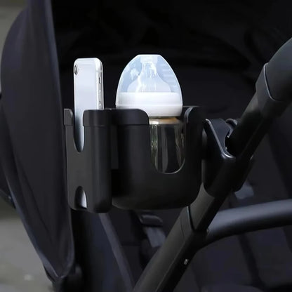 Universal Stroller Cup Holder – Anti-Slip Baby Pram Bottle Holder with Phone Holder for Parents