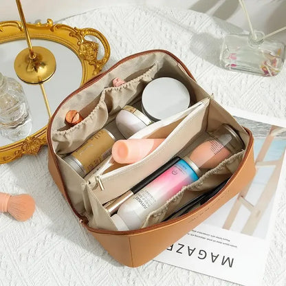 Luxury Women's Makeup Bag – Zippered Travel Cosmetic Organizer & Toiletry Pouch
