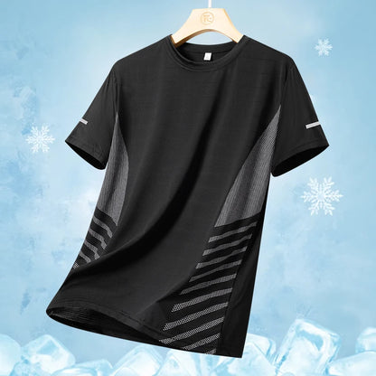 Men's Quick Dry Running T-Shirt – Lightweight Breathable Athletic Shirt with Reflective Print for Fitness & Sports