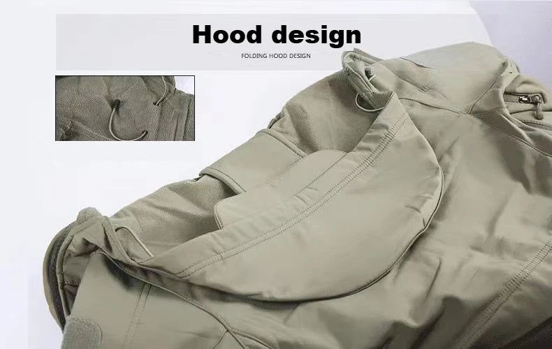 Men's Fleece-Lined Tactical Jacket – Waterproof Cargo Windbreaker for Outdoor, Trekking & Cold Weather