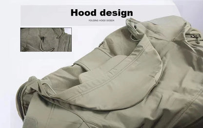 Men's Fleece-Lined Tactical Jacket – Waterproof Cargo Windbreaker for Outdoor, Trekking & Cold Weather