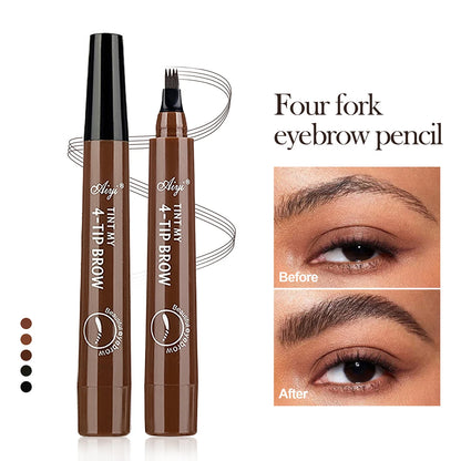 Waterproof Microblading Eyebrow Pencil – 4-Tip Fork Design for Natural, Long-Lasting Definition, 5 Shades