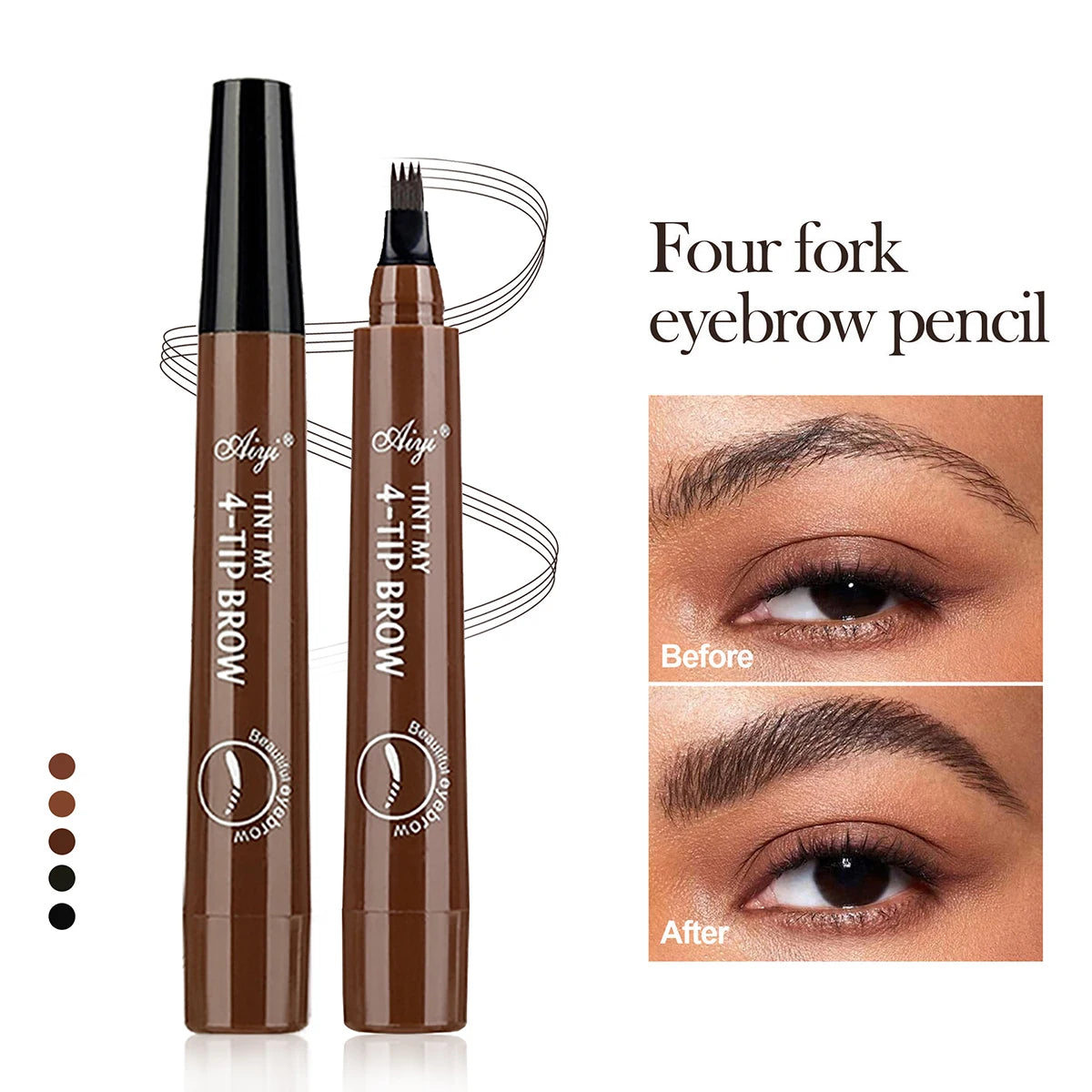 Waterproof Microblading Eyebrow Pencil – 4-Tip Fork Design for Natural, Long-Lasting Definition, 5 Shades