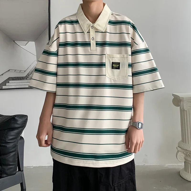 Men's Casual Oversized Short Sleeve Polo Shirt – Lightweight, Comfortable, Trendy Everyday Top