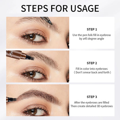 Waterproof Microblading Eyebrow Pencil – 4-Tip Fork Design for Natural, Long-Lasting Definition, 5 Shades