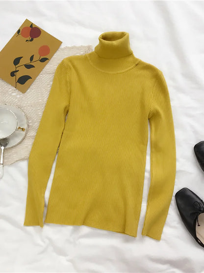 Turtleneck Sweater Womens 2026 Autumn Winter Tops Korean Slim Women Pullover Jumper Knitted Sweater Pull Femme Hiver Truien
