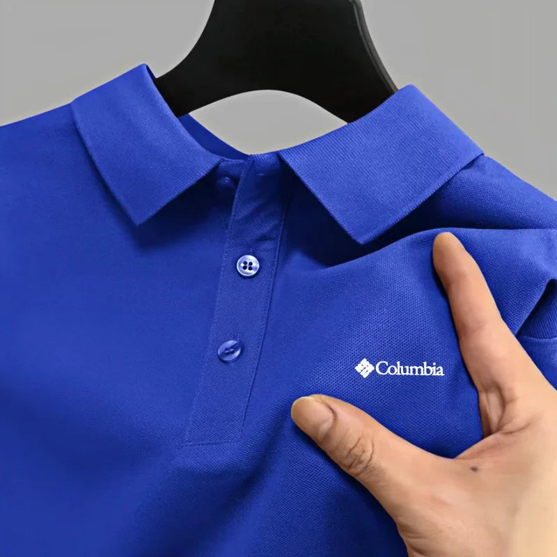 Men's Premium Embroidered Polo Shirt – Solid Color Short Sleeve Casual Shirt for Summer Comfort