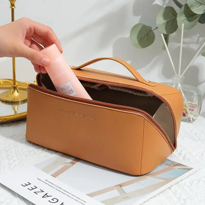 Luxury Women's Makeup Bag – Zippered Travel Cosmetic Organizer & Toiletry Pouch