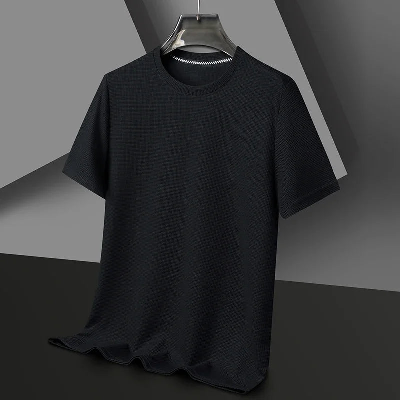 Men's Waffle Knit T-Shirt – Short Sleeve Crew Neck Casual Top for Summer Everyday Wear