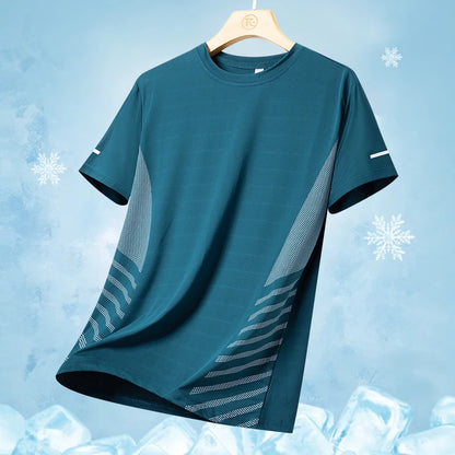 Men's Quick Dry Running T-Shirt – Lightweight Breathable Athletic Shirt with Reflective Print for Fitness & Sports