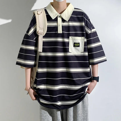 Men's Casual Oversized Short Sleeve Polo Shirt – Lightweight, Comfortable, Trendy Everyday Top