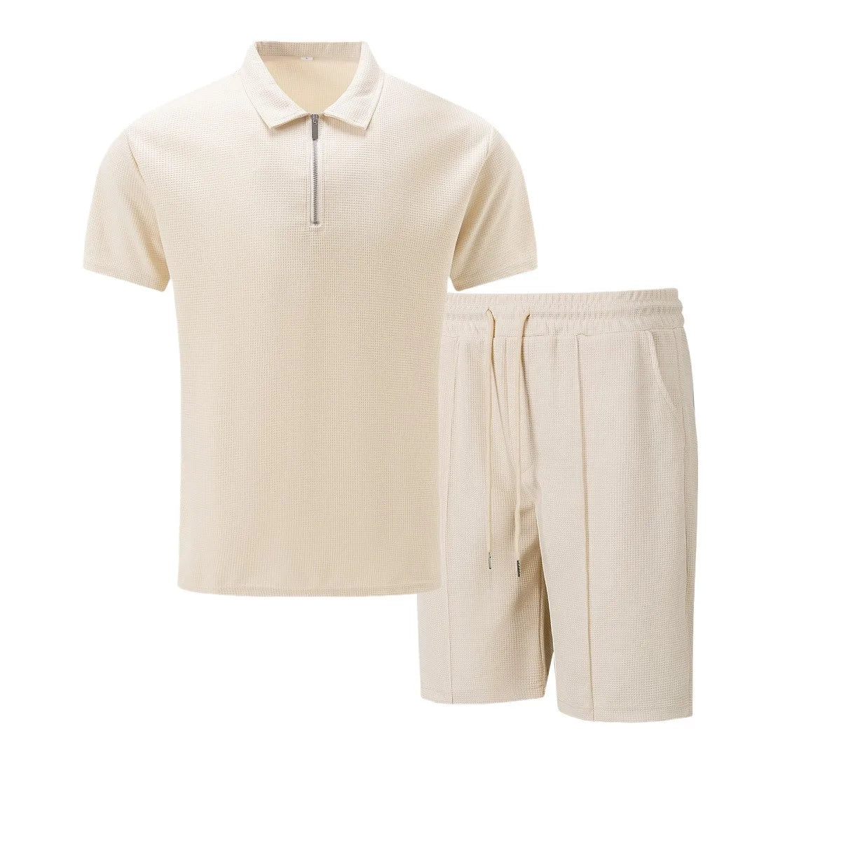 Summer Sport Polo Shirt & Shorts Matching Set for Men – Zipper Streetwear Tracksuit