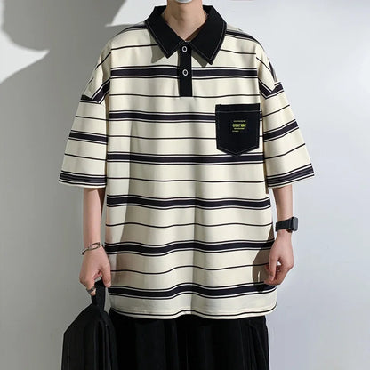 Men's Casual Oversized Short Sleeve Polo Shirt – Lightweight, Comfortable, Trendy Everyday Top