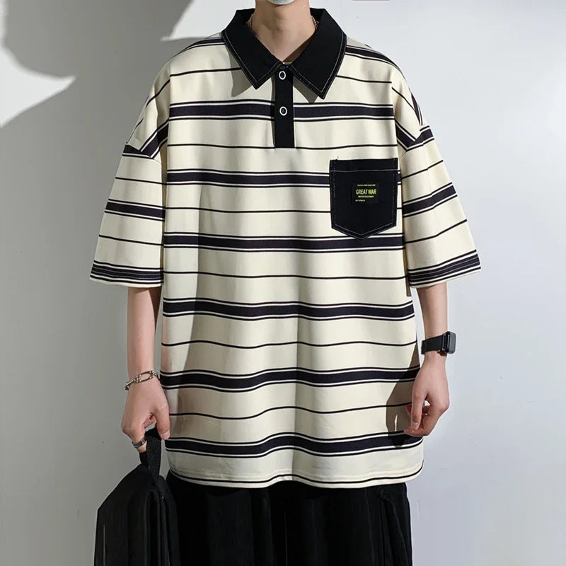 Men's Casual Oversized Short Sleeve Polo Shirt – Lightweight, Comfortable, Trendy Everyday Top